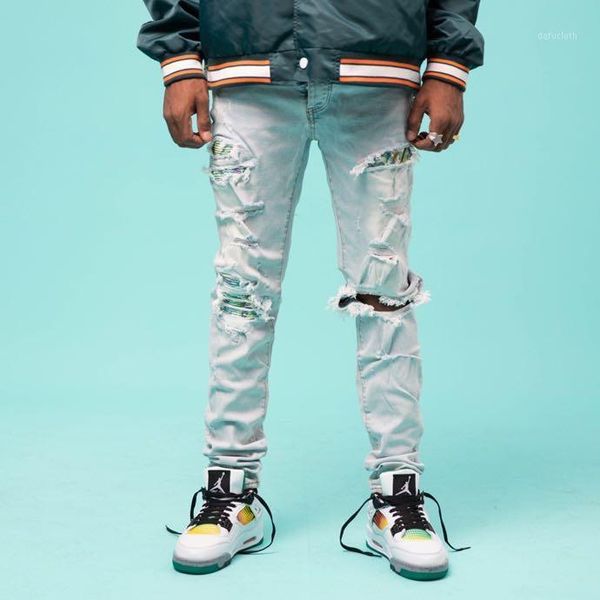 

z11648 fashion men's jeans 2020 runway european design party style men's clothing1, Blue