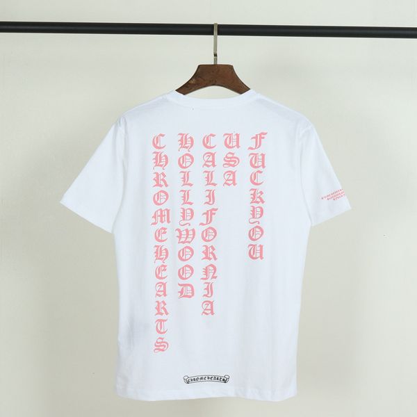 

short 19ss cross sanskrit letter print ch couple crew neck cotton tee half sleeve t-shirt for men and women vqg2, Black