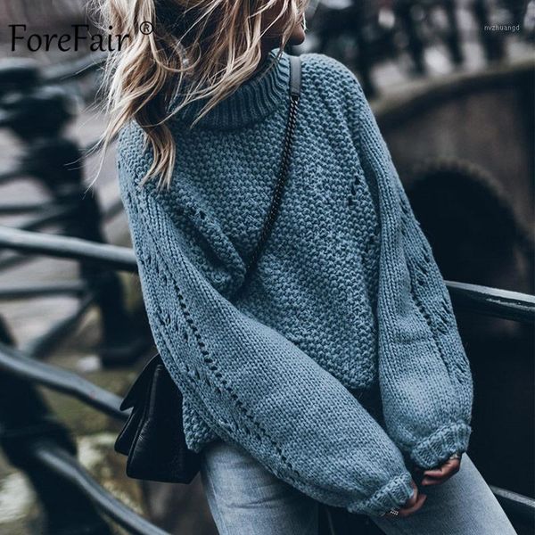 

forefair solid oversized vintage turtleneck knitted sweater woman winter jumper casual long sleeve women sweater1, White;black