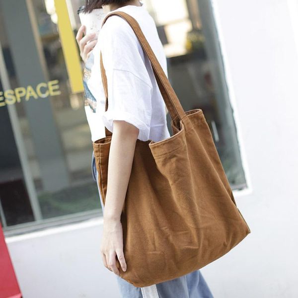 

large size canvas handbag simple design cotton fabric big capacity tote bag for women reusable shopping bag shopper hobo