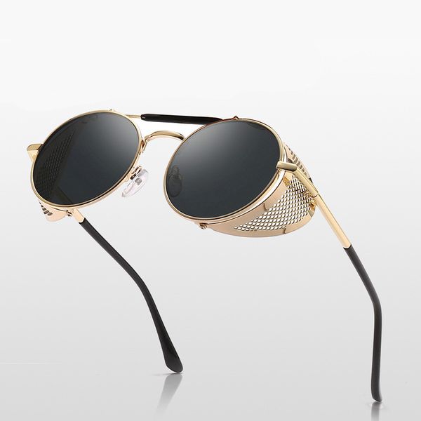 

new style outdoor steampunk glasses personality windshield sunglasses retro color film reflective toad sunglasses dropshipping g0701