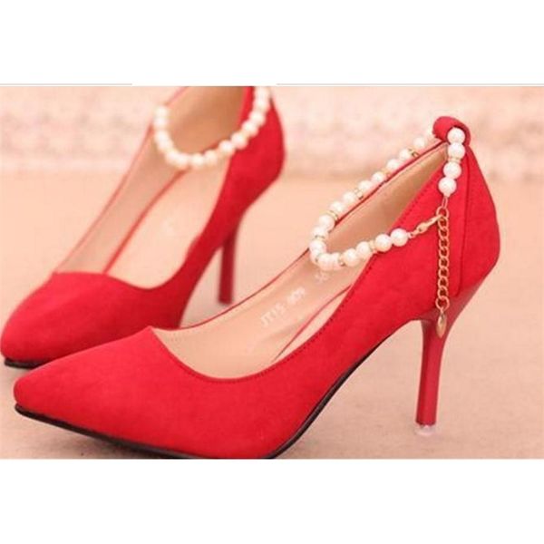 

2021 new stiletto shoe buckle fashion autumn shoes beaded rhinestone d15t, Black