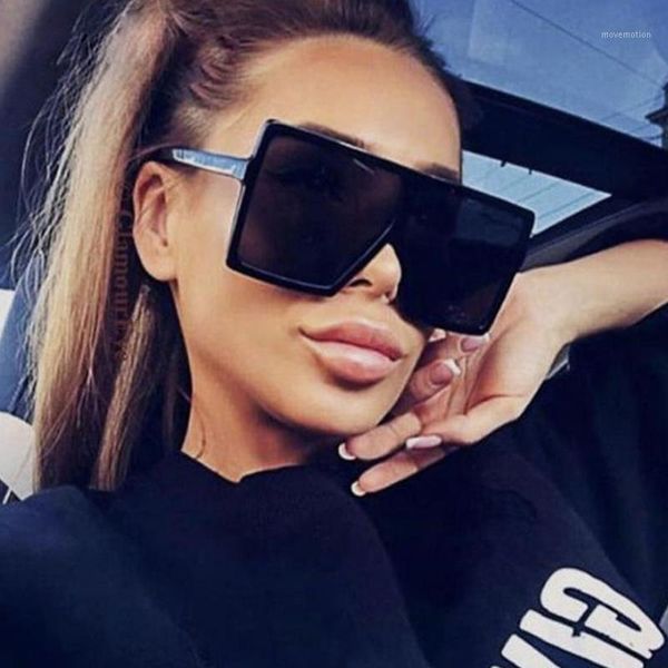

2020 new plastic oversized women sunglasses black fashion square sun glasses for female big frame eyewear uv400 oculos feminino1, White;black