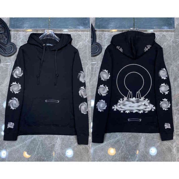 

luxury classic mens zipper fashion ch sweatshirts hoodies designer horseshoe sanskrit cross print pullover hooded sweater woman loose jackts, Black