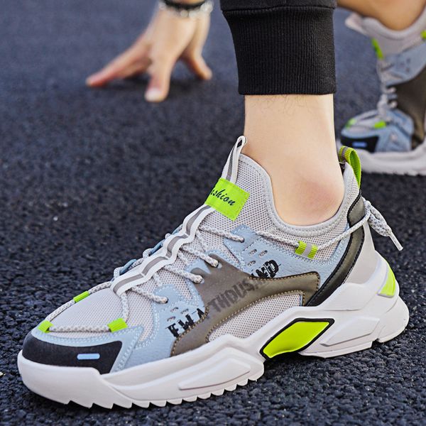 

2020 new mesh sports shoes men's spring and autumn breathable running shoes casual men's shoes c1212, Black;white