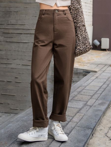 

dazy high waist straight leg pants j70v#, Black;white