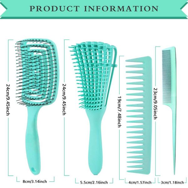 

yblntek detangling hair hrush hair comb set detangler hairbrush for curly hair barber accessories care styling tools q wmtxns, Silver