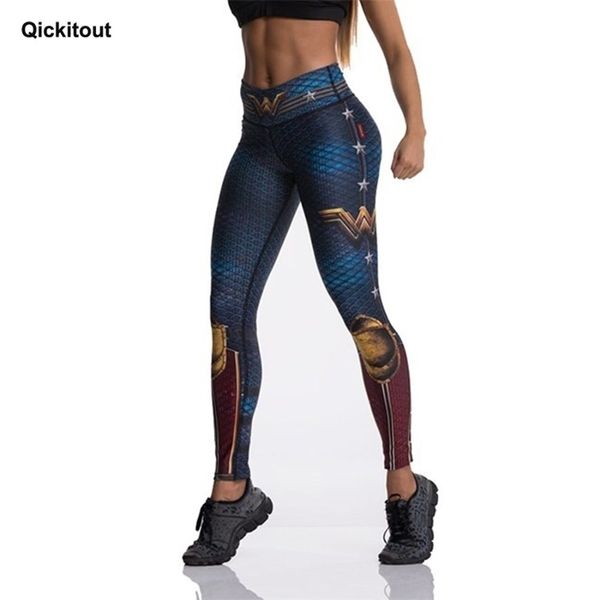 Moda Tibetano Blue Capitão Fight Push Up Workout Leggings Slim Cintura Cintura Jeggings Mulheres Sexy Sportswear Leggings Workout 201109