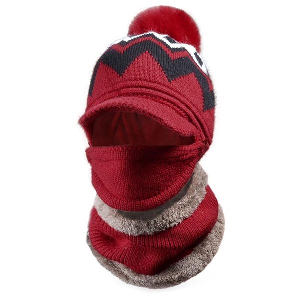 

beanie/skull caps women 3 in 1 winter visor beanie hat scarf face mask set knit plush lined warmer t8nb, Blue;gray
