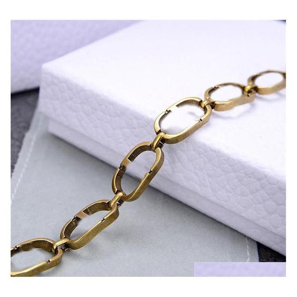 

vintage letter chain necklace bracelet women brand clavicle chain necklaces metal designer choker bracelet hip hop jllyvr dayupshop, Black