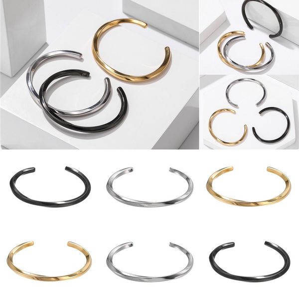 

cuff punk c black open gold stainless steel bangle for women jewelry gift adjustable bracelets femme bijoux pulseira dropi9k