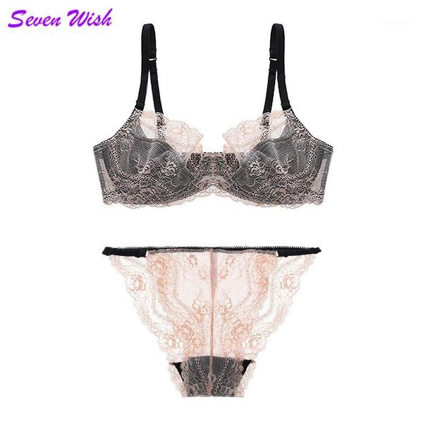 

lace bra set female ultra-thin cutout lace push up bra thin breathable underwear plus size set1, Red;black