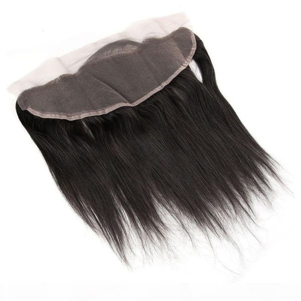 

brazilian virgin hair straight lace frontal closure knots bleached 13x4 ear to ear lace frontal closure with baby hair, Black