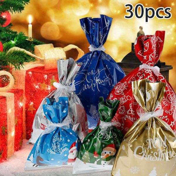 

christmas decorations 30pcs gift wrapping bags holiday treats bag packaging with ribbons candy