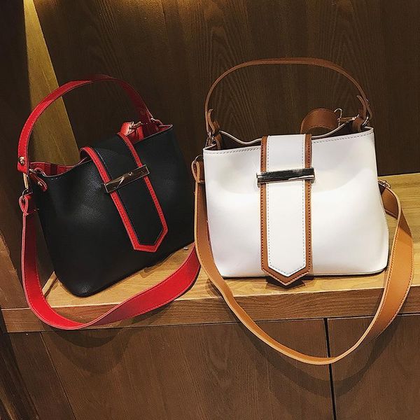 

bag autumn woman hit color handbag all-match cable satchel width straps bucket package