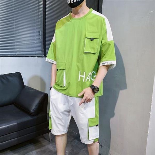 

new women's attire fashions 2021 men's shirt will see casual sports suit with short sleeve male hip hop set of two pieces l46t, White