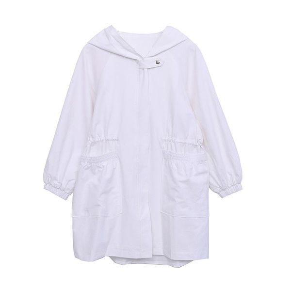 

women's trench coats korean style casual cotton loose full sleeve hooded plus size xl-4xl women 2021 autumn winter selling lady, Tan;black