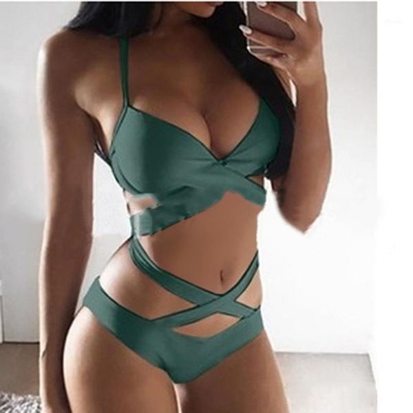 

high waist women bra set cross bandage halter swimsuit new swimwear women bikini sets push up underwear suit1, Red;black