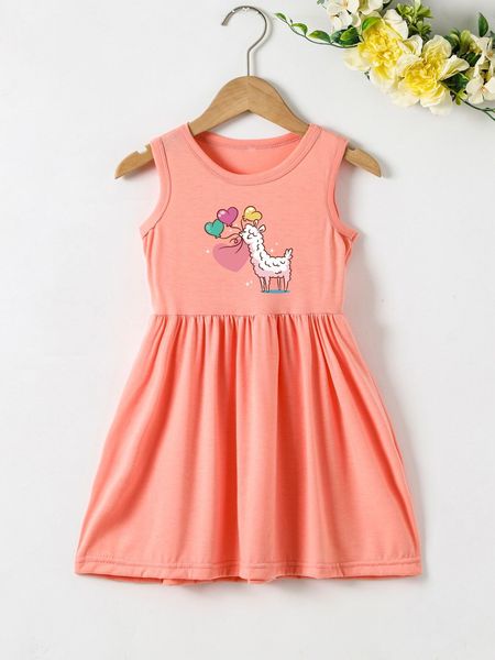 

toddler girls cartoon graphic dress she, Red;yellow