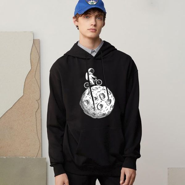 

men's hoodies & sweatshirts flying astronaut men cartoon printing clothing vintage fashion autumn fleece hoody pullover hoodys, Black