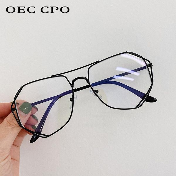 

fashion sunglasses frames oec cpo transparent anti-blue light glasses frame women clear square men vintage optics female eyeglasses gafas, Black