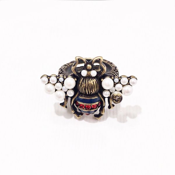 

copper red and blue diamond ring for pearl bees ring mens jewelry rings brand designer jewelry rings, Slivery;golden