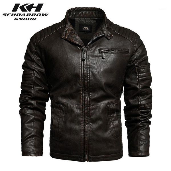 

mens leather jackets men's autumn motorcycle leather jacket stand collar bomber jacket men winter casual warm coat male1, Black
