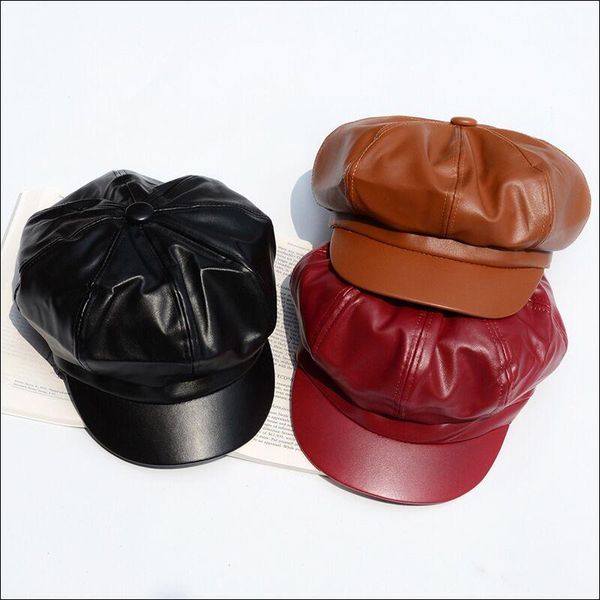 

пу кожаный берет шляпа зимние шляпы зимы для женщин мужчины художник новостей бойцы мужской винтаж берут женские черные boinas англия стиль, Black;white