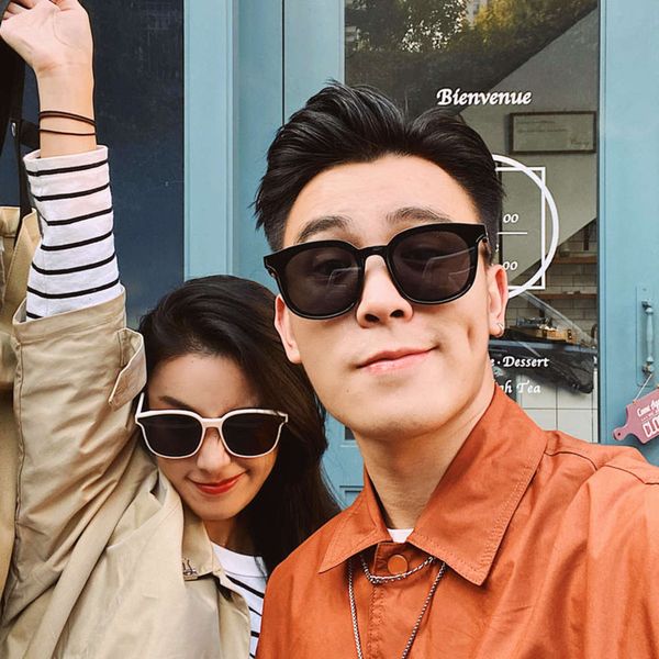 

for street p round face sunglasses female couple, White;black