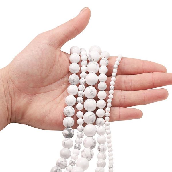 

1strand lot 4 6 8 10mm white howlite turquoises round loose spacer natural stone beads for diy bracelet jewelry makings supplies h bbyylf