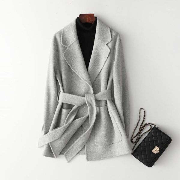 

cross border korean double faced woolen coat cashmere coat suit collar women's woolen manufacturer wholesale1, Black