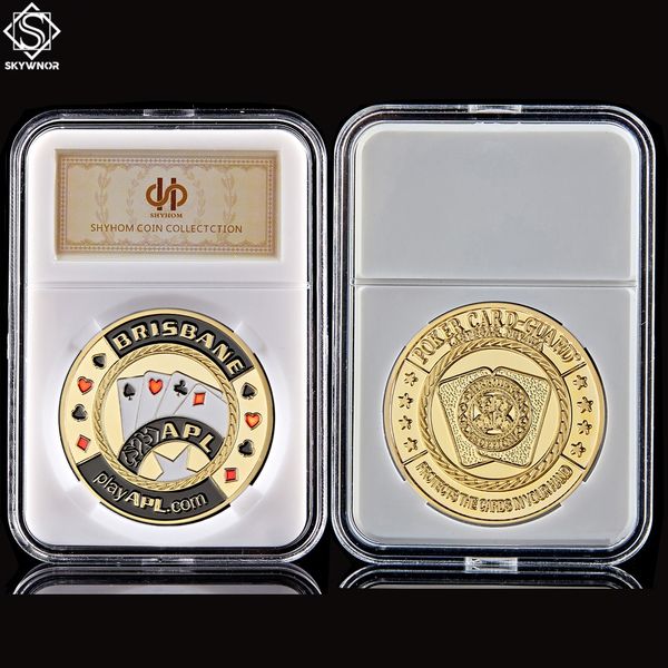 

brisbane playapl gold plated craft souvenir coin collection poker card guard w/pccb box
