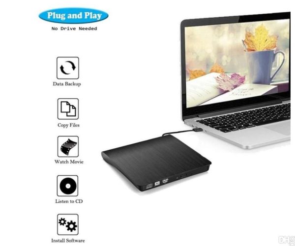 OEM Portátil USB 3.0 Portable Slim Drive DVD Externo, CD DVD +/- RW ROW REWRITE REWRITER JOGADOR JOGADOR PARA MACBOWRO PRO LAPTOP desktop