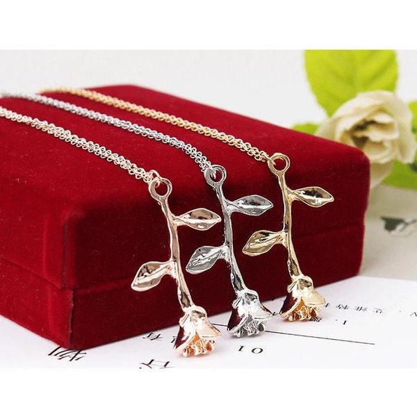 

new accessories vintage delicate flowers rose pendant necklace shipping wholesale eu18f sflj8, Silver