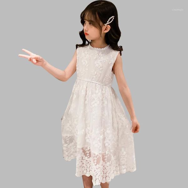 

girl's dresses summer for girls lace party girl dress o neck kids solid color sleeveless childrens clothing 6 8 10 12 141, Red;yellow
