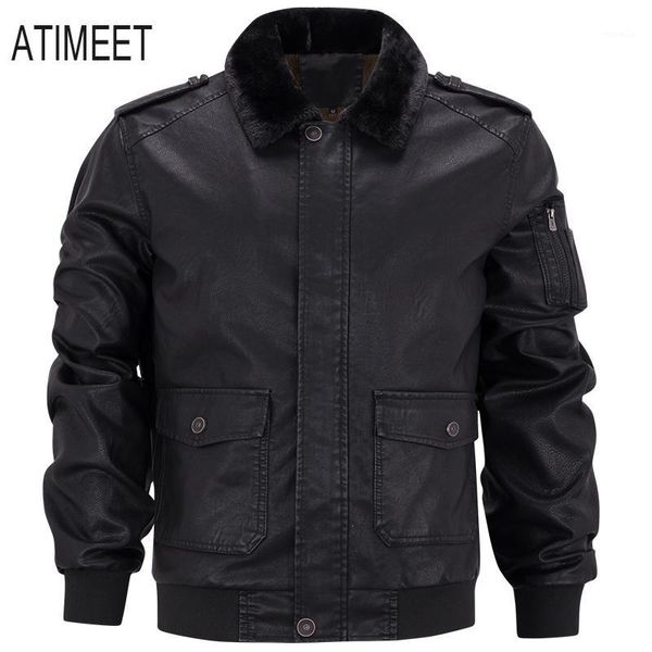 

mens leather jackets autumn and winter motorcycle zipper pockets male pu coats biker faux leather fashion outerwear1, Black