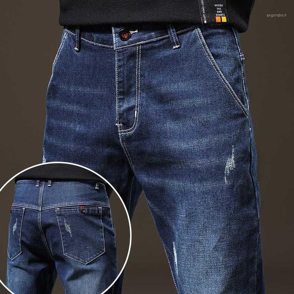 

mens autumn slim elastic jeans fashion business classic style jeans denim pants trousers male plus size 38,,20711, Blue