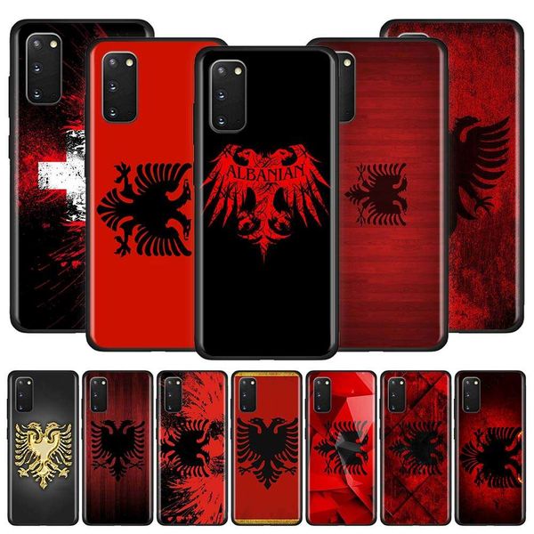 

samsung galaxy s20 ultra s10 s10e s9 s8 s10 s9 s8 plus s7 edge mobile phone cover, albania eagle flag mobile phone cover