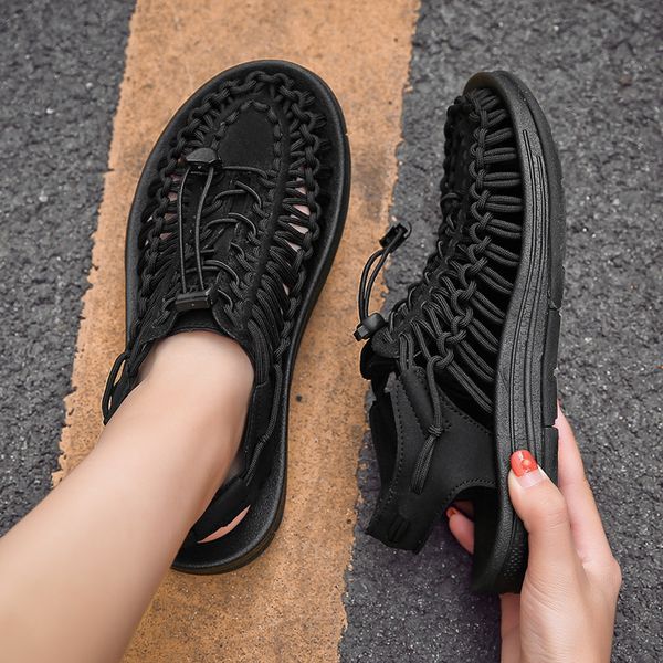 

bvnobet size 35-50 summer men sandals fashion design breathable casual beach shoes outdoor sandals for men sandale homme cuir y200702, Black