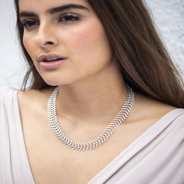 

bohemian ethnic style new fishtail chain necklace 2020 fashion simple metal net red jewelry factory direct sales, Silver