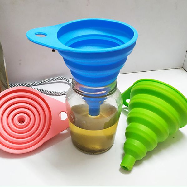 

складная силиконовая воронка большая кухня мини телескопическая утечка масла складной воронку круглый рот предотвратить разлив жидкие кухонн