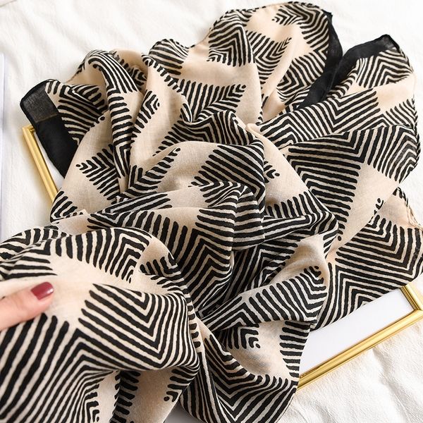 

new design plaid striped patchwork viscose shawl scarf print soft head wraps pashmina stole muslim hijab 180*90cm y201007, Blue;gray