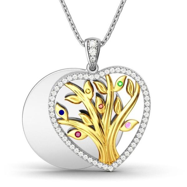 

new popular luxury heart-shaped tree of life pendant combination necklace female fashion romantic fashion charm jewelry gift, Silver