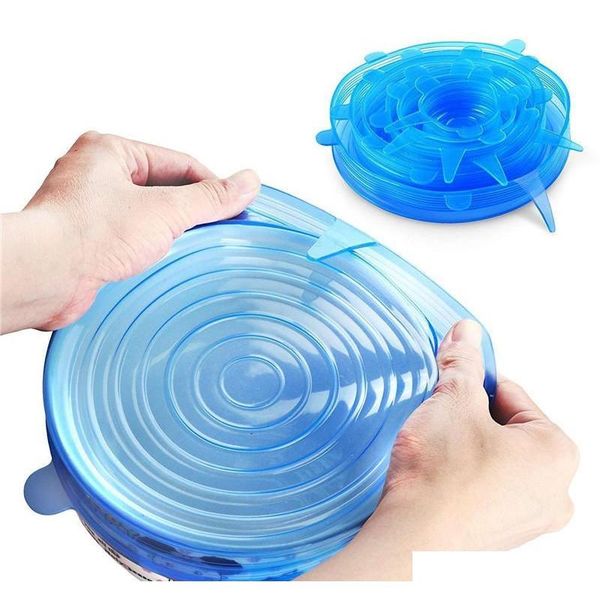 

6pcs/set sile stretch suction pot lids reusable fresh keeping wrap universal seal lid pan cover ser co jllknr bdedome