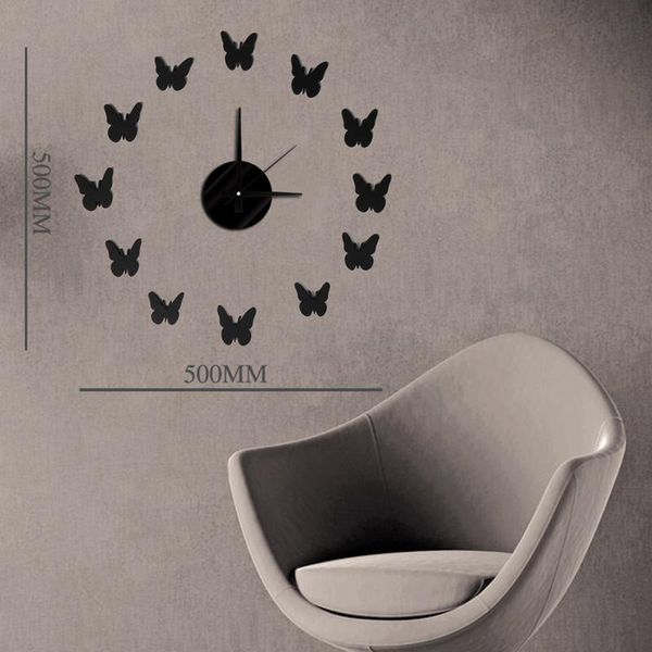 

wall clocks home decoration clock paste black butterfly diy modern fashion creative eva