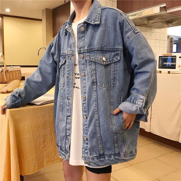 

100% cotton oversized boyfriend denim jacket women coat veste femme kurtka streetwear loose jean jacket, Black;brown