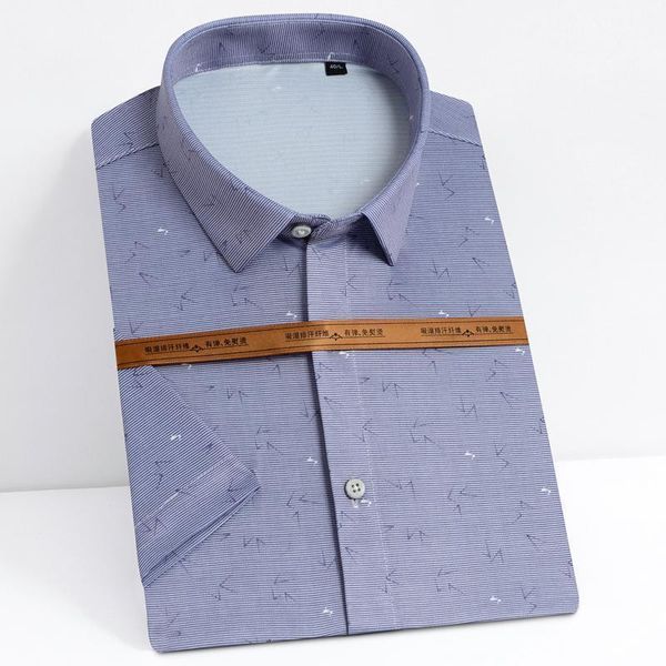 

men's fashion short sleeve printed stretch shirts pocket-less design standard-fit comfortable soft thin summer casual shirt1, White;black