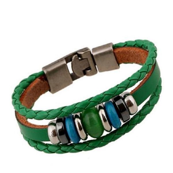 

pulceras original 4 color leather weave cord bracelets charm handmade couple jewelry beaded diy bracelet accessories, Golden;silver