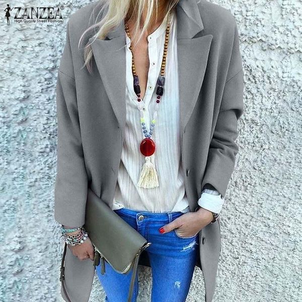 

2020 wool coat for women zanzea winter solid cardigans casual turn down collar overwear oversized 5xl female long sleeve outwear, Black