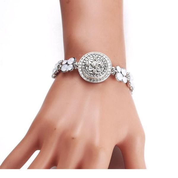 

fashion charms flower snap bracelet adjustable fit 18mm snap buttons snap jewelry bracelets for women jewelry wholesale bbyval, Golden;silver